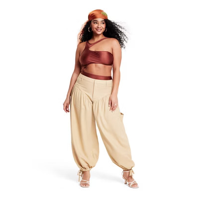 Women's Asymmetrical Metallic Cut Out High Leg Cheeky One Piece Swimsuit- Fe Noel x Target Bronze | Target