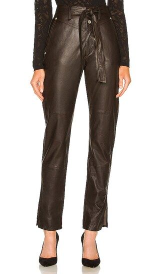Mia Leather Jean in Dark Brown | Revolve Clothing (Global)