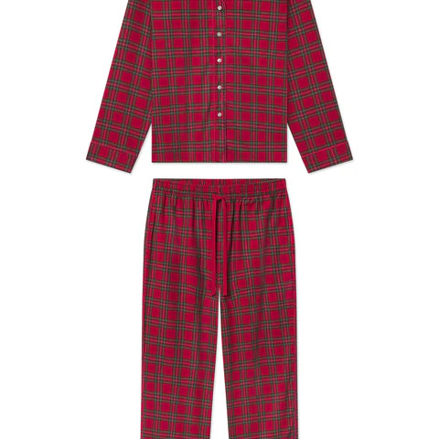 Flannel Pants Set in Classic Red Holiday Tartan | Lake Pajamas