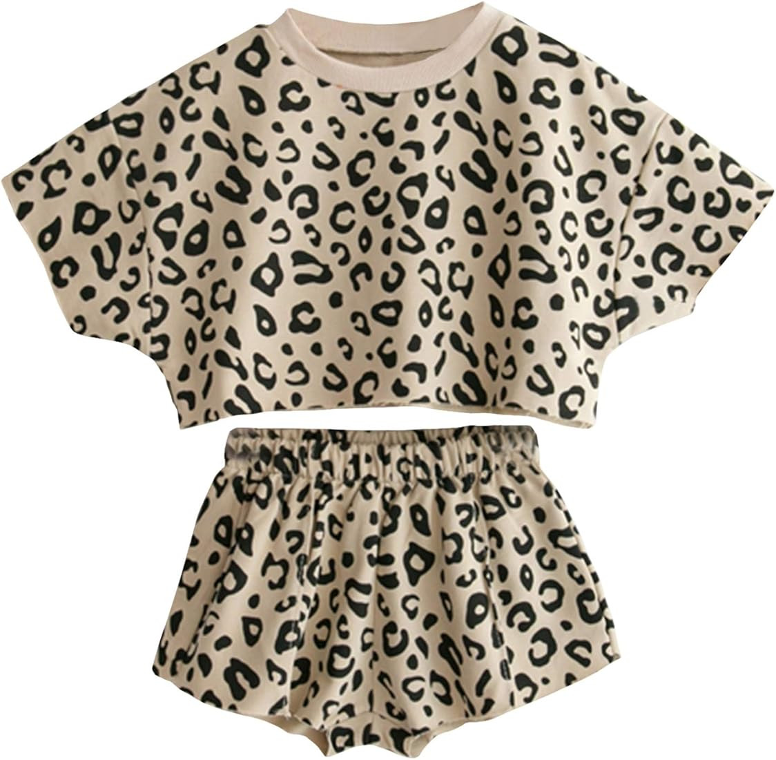 Toddler Baby Girls Leopard Print Summer Clothes Set T-Shirt and Short Pants 2pcs Outfits | Amazon (US)