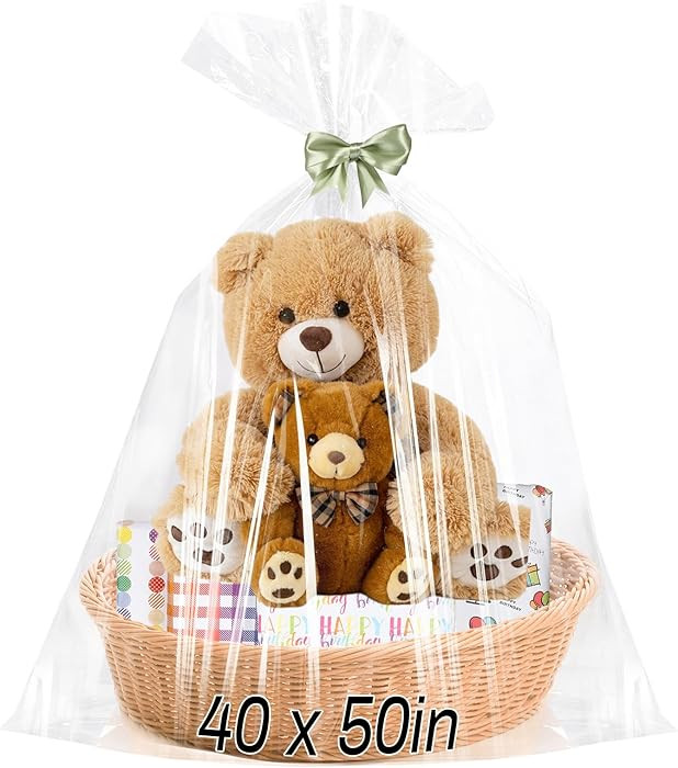 6PCS Extra Large Cellophane Gift Bags 40x50 Inch Christmas Clear Cellophane Wrap Storage Bags for... | Amazon (US)