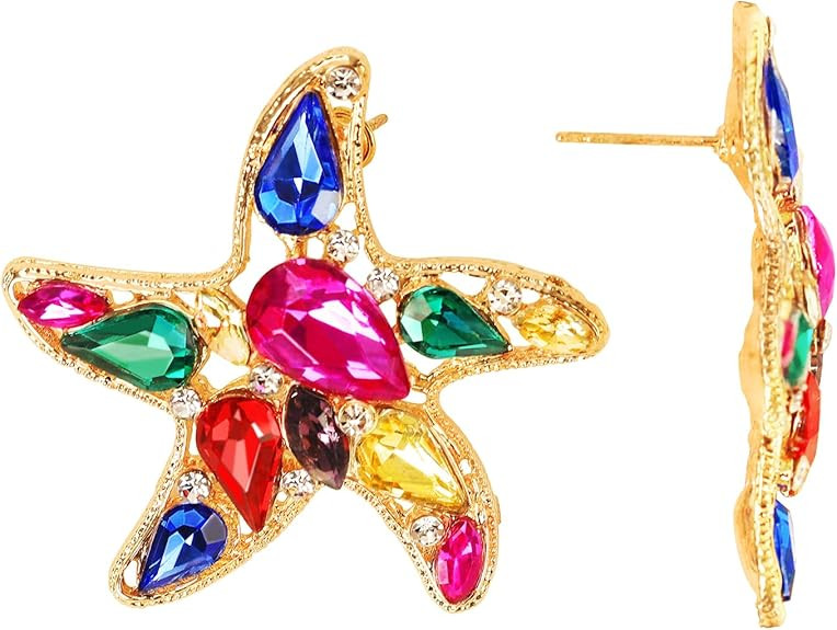 ‌‌Zirconyxx Ocean Starfish & Floral Stud Earrings for Women - 925 Sterling Silver Hypoallerge... | Amazon (US)