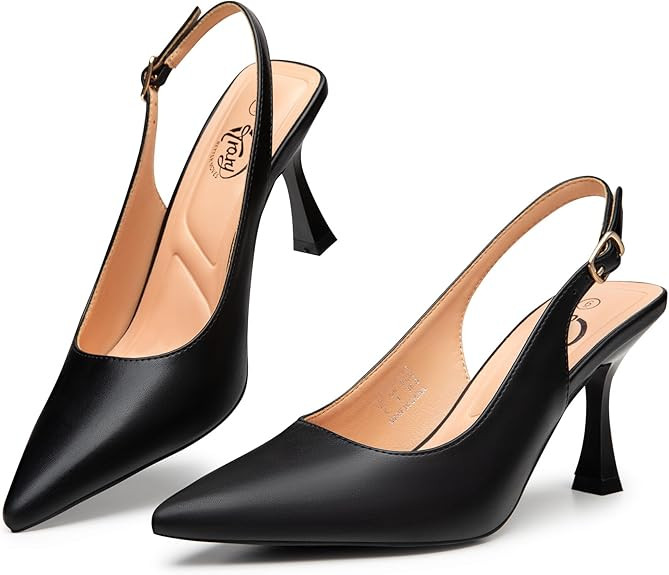 Trary Slingback Heels for Women - Pointed Toe Pumps, Comfortable & Stylish for Parties & Work - 3... | Amazon (US)