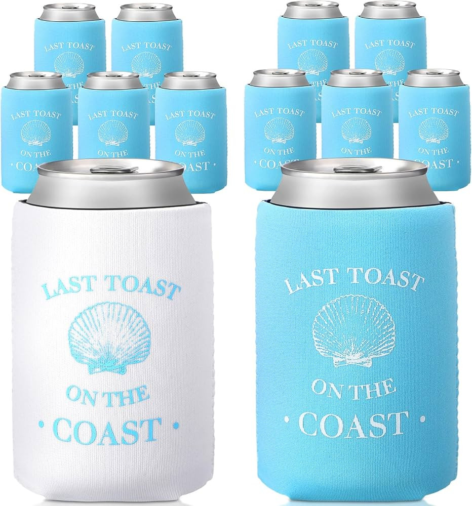 12 Pcs Last Toast On The Coast Bachelorette Party Can Sleeves Blue Beach Bachelorette Party Decor... | Amazon (US)