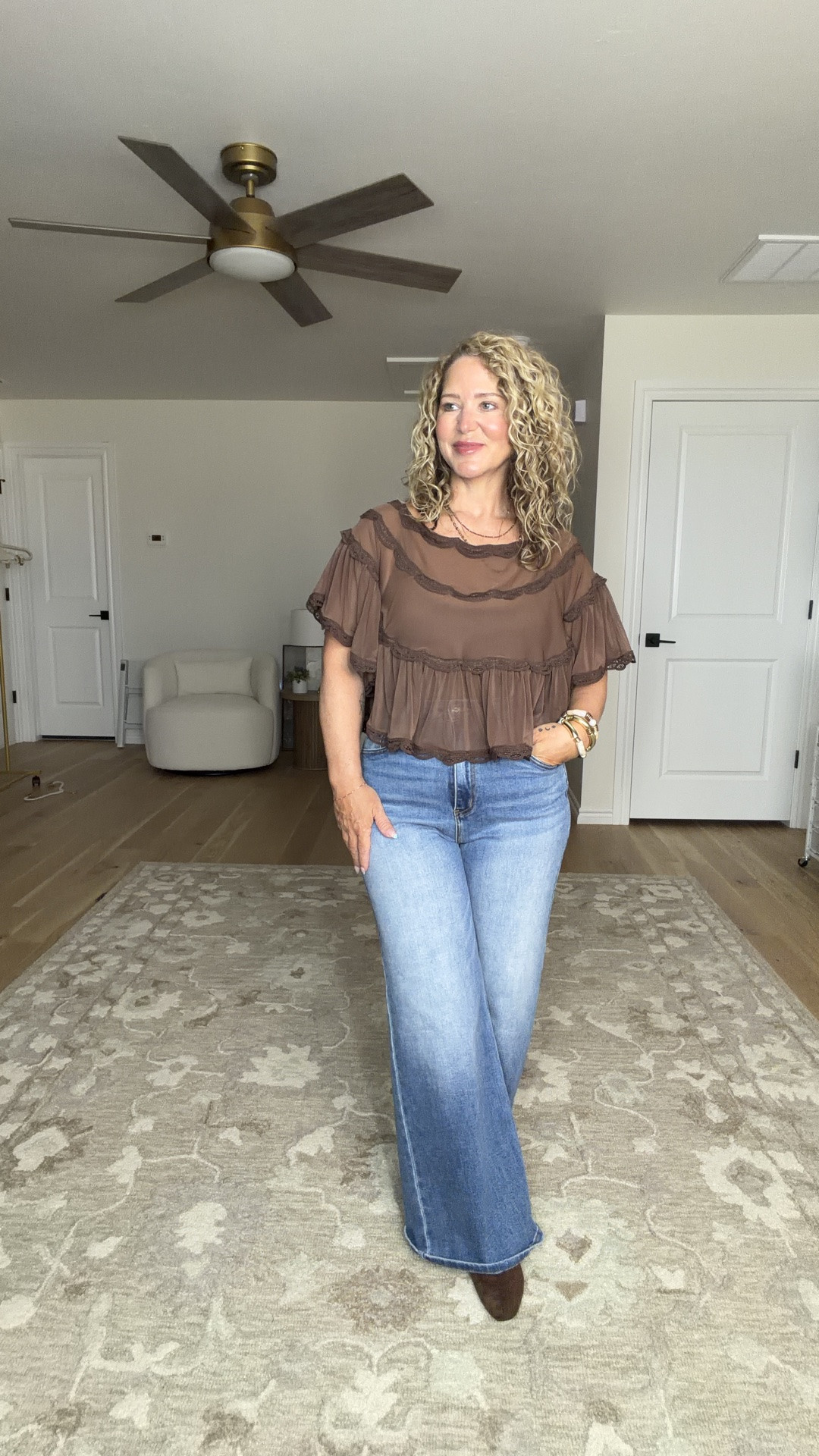 Outfit 1- tops size large, jeans size 30 Outfit 2- poncho size medium, tank size large, jeans size 30 short Outfits 3- top size large, jeans 31short

#LTKOver40 #LTKMidsize #LTKPetite
