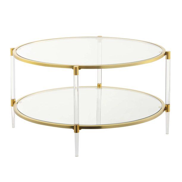 Convenience Concepts Royal Crest Acrylic Glass Coffee Table, Clear/Gold - Walmart.com | Walmart (US)