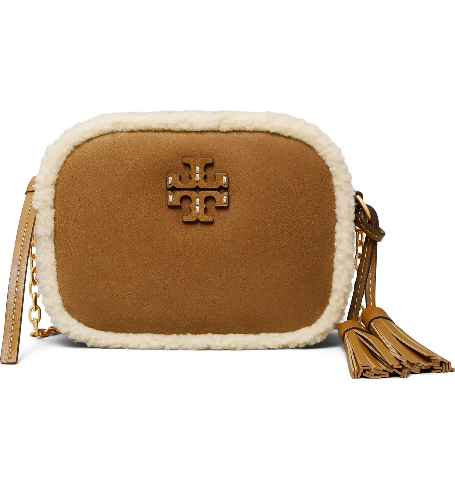 Tory Burch McGraw Genuine Shearling Trim Leather Crossbody Bag | Nordstrom | Nordstrom