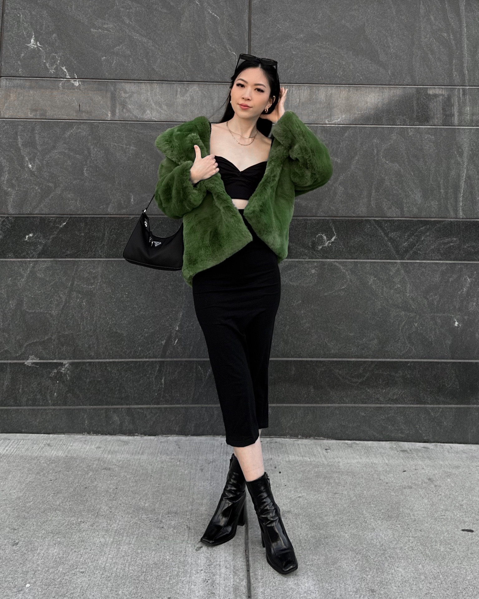 black outfit, black midi skirt, fur jacket, spring outfit

#LTKstyletip #LTKFind