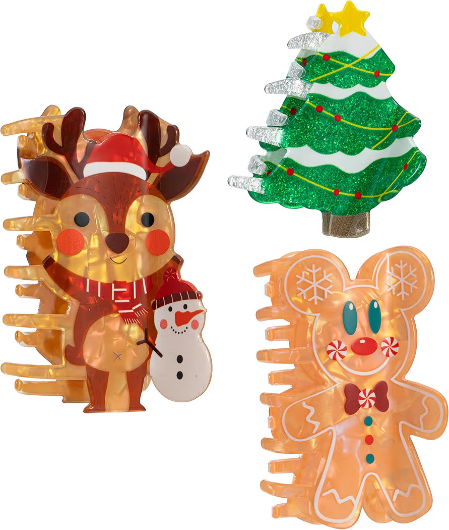 Glitter Christmas Tree Gingerbread Hair Claw Clips for Women - Christmas Reindeer Hair Claw Clips... | Amazon (US)