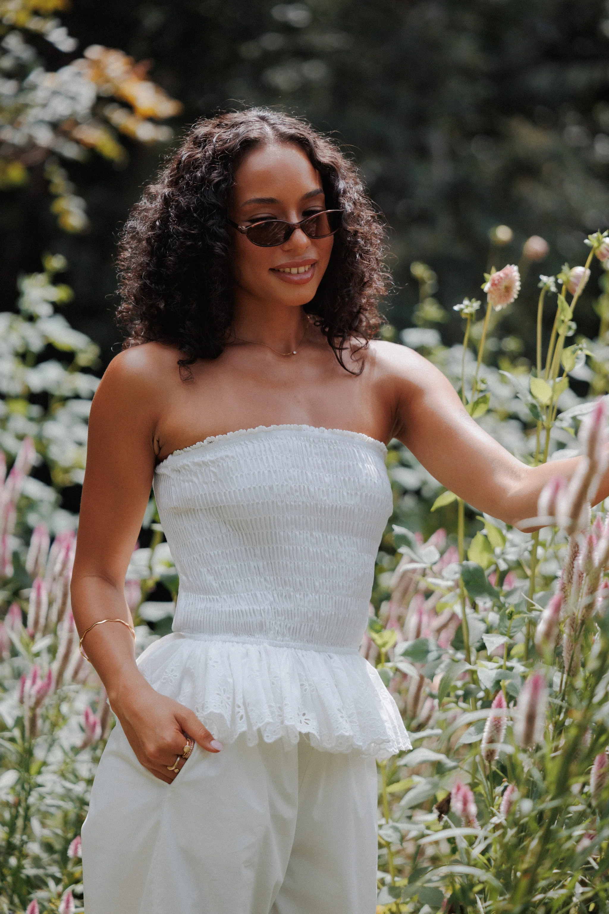 Stori Shirred Top - White Broderie | Petal & Pup (US)