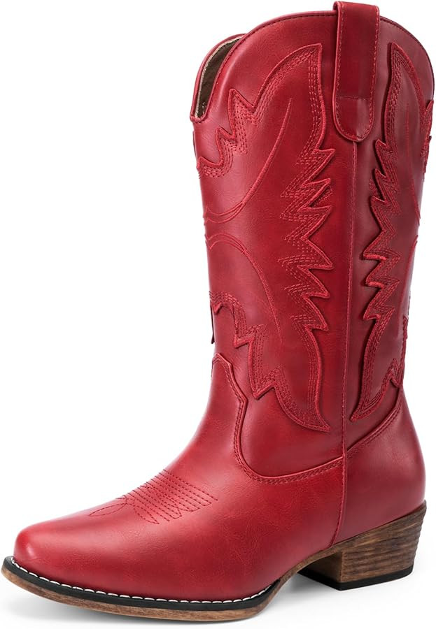 DREAM PAIRS Cowboy Boots for Women Cowgirl Western Mid Calf Boots Snip Toe Embroidered Stitched L... | Amazon (US)