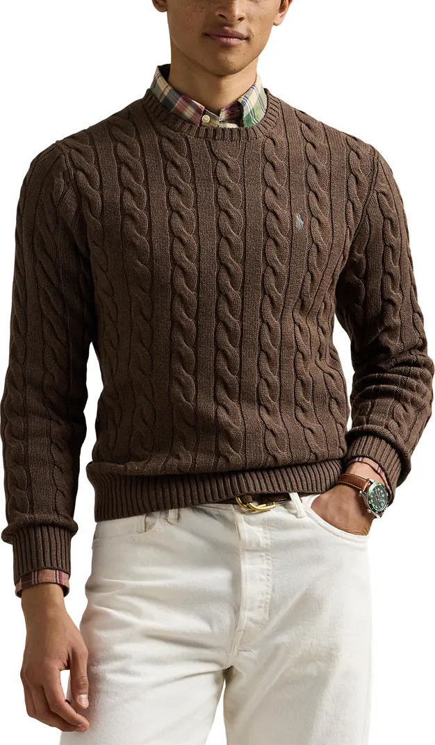 Cable Knit Cotton Crewneck Sweater | Nordstrom