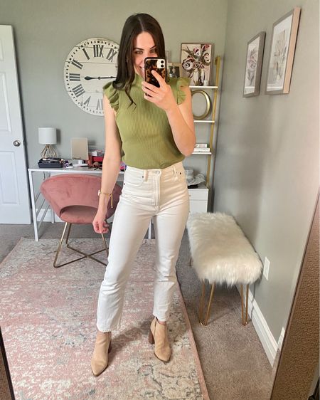 Amazon fashion
Amazon deal
Ribbed top
Spring top
Sweater tank
Ribbed tank
White jeans
Abercrombie jeans
Ultra high rise able straight jeans 
Spring booties
Spring style
Spring outfit
Spring transition outfit 

#LTKsalealert #LTKSeasonal #LTKunder100