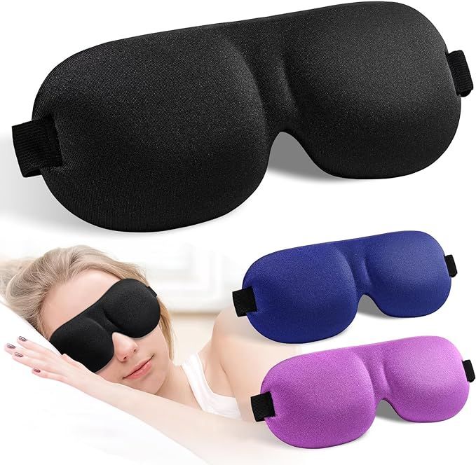 YIVIEW Sleep Mask Pack of 3, Upgrade 100% Light Blocking 3D Eye Masks for Sleeping, Ultra-Thin Si... | Amazon (US)