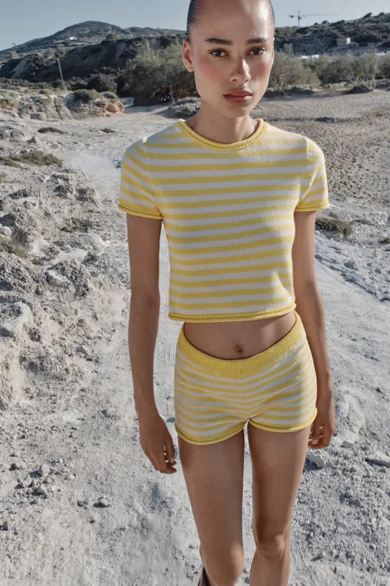 STRIPED KNIT SHORTS | Zara UK