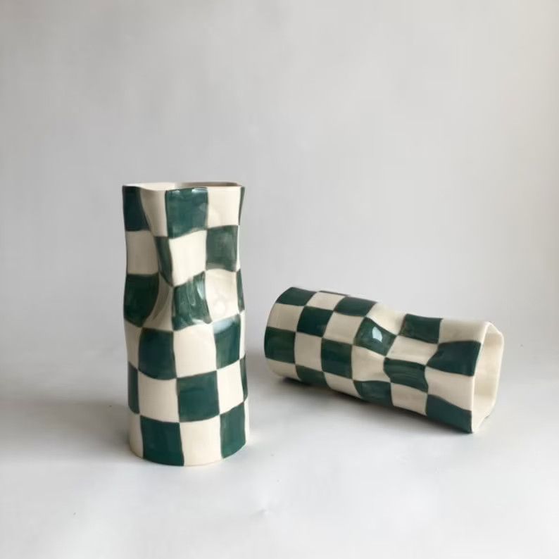 Ready To Ship Ceramic Checkered Vase | Etsy (CAD)