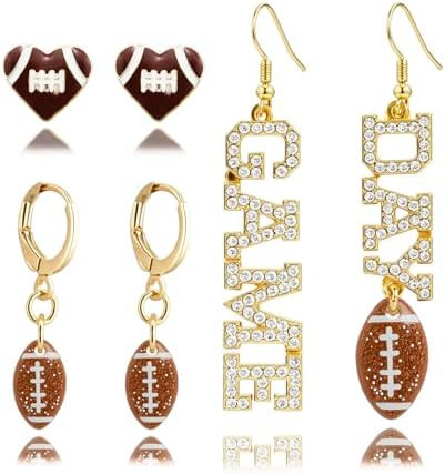 Football Earrings for Women Football Mom Game Day Earring Accessorie Outfits Shirts Set Fall Spor... | Amazon (US)