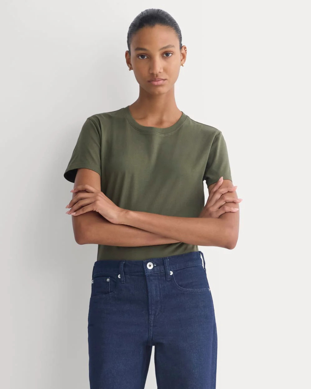 The Box-Cut Tee in Essential Cotton | Olive Night | No Pocket | Everlane
