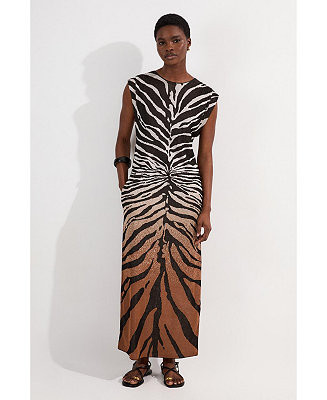 Women's Jacquard Zebra Print Slinky Maxi Dress | Macy's
