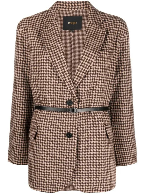 Maje houndstooth-pattern Print Blazer - Farfetch | Farfetch Global