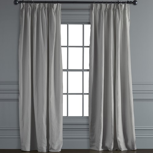 Belgian Linen Pinch Pleat Drape, 84"", Smoke Grey | Williams-Sonoma