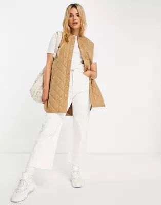 Vero Moda quilted gilet in camel | ASOS (Global)