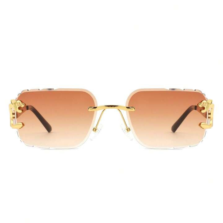 Women's Leopard Design Square Sunglasses – Rimless Irregular Fashion Shades | SHEIN