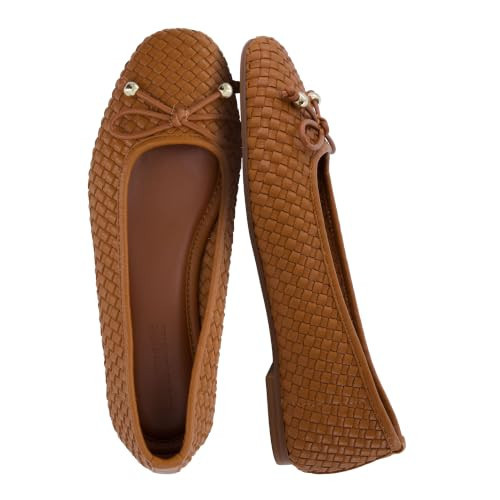 CUSHIONAIRE Audrey Woven Ballet Flats for Women, Cognac 7.5 | Amazon (US)