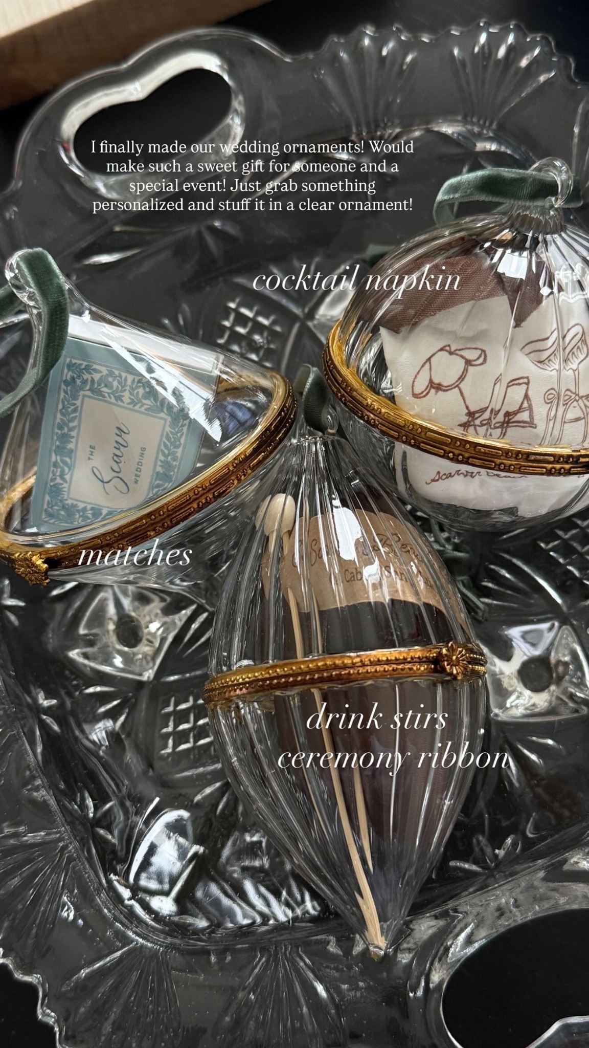 Perfect gift idea or wedding craft! Filled these glass ornaments with personalized things from our wedding day! Mine are sold out but found very similar on Amazon! 

#LTKWedding #LTKFindsUnder50 #LTKGiftGuide