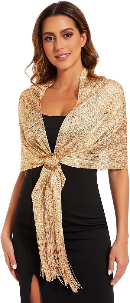 Sparkling Metallic Shawls and Wraps with Buckle,for Evening Dresses Party Wedding Bride Bridesmai... | Amazon (US)