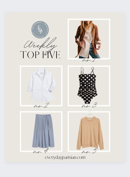 This week’s best sellers. Size up one size in the Will jacket. The skirt and cashmere sweater from Madewell are on sale. The adorable polka dot swim suit from J.Crew is under $100 on sale. 

#LTKfindsunder100 #LTKover40 #LTKsalealert