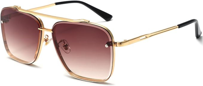 AIEYEZO Oversized Square Sunglasses for Men Women Fashion Metal Frame Square Aviator Gradient Sha... | Amazon (US)