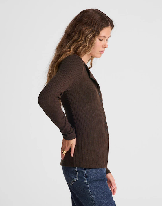Textural Cutaway Crewneck Cardigan | Madewell