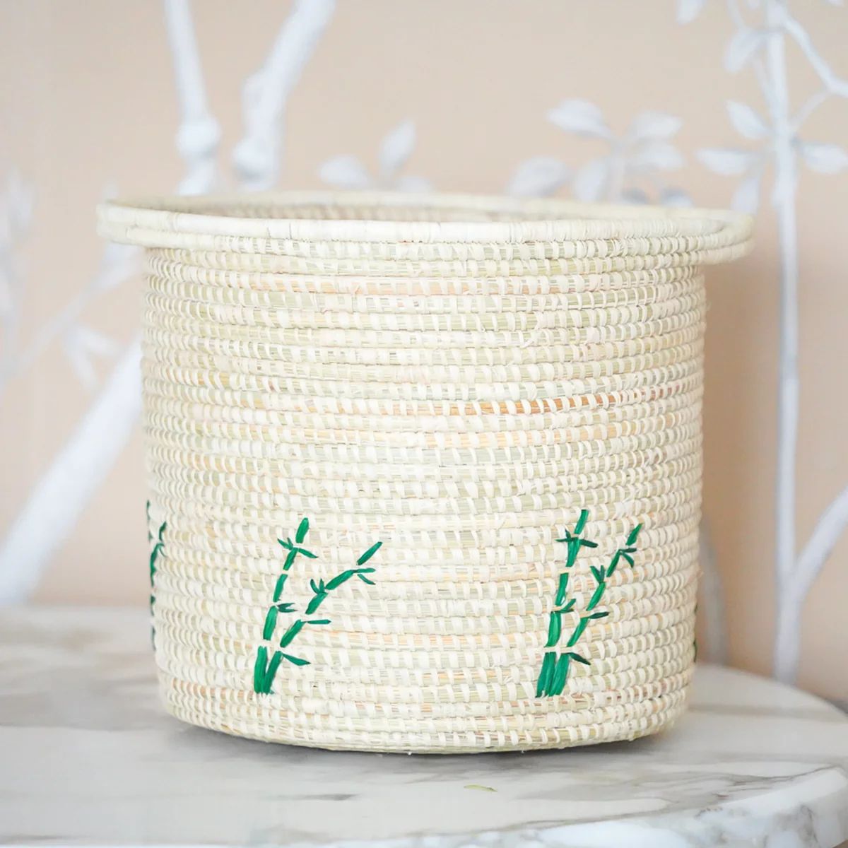Bamboo Embroidered Waste Basket by Nile Lily Home | Support HerStory
