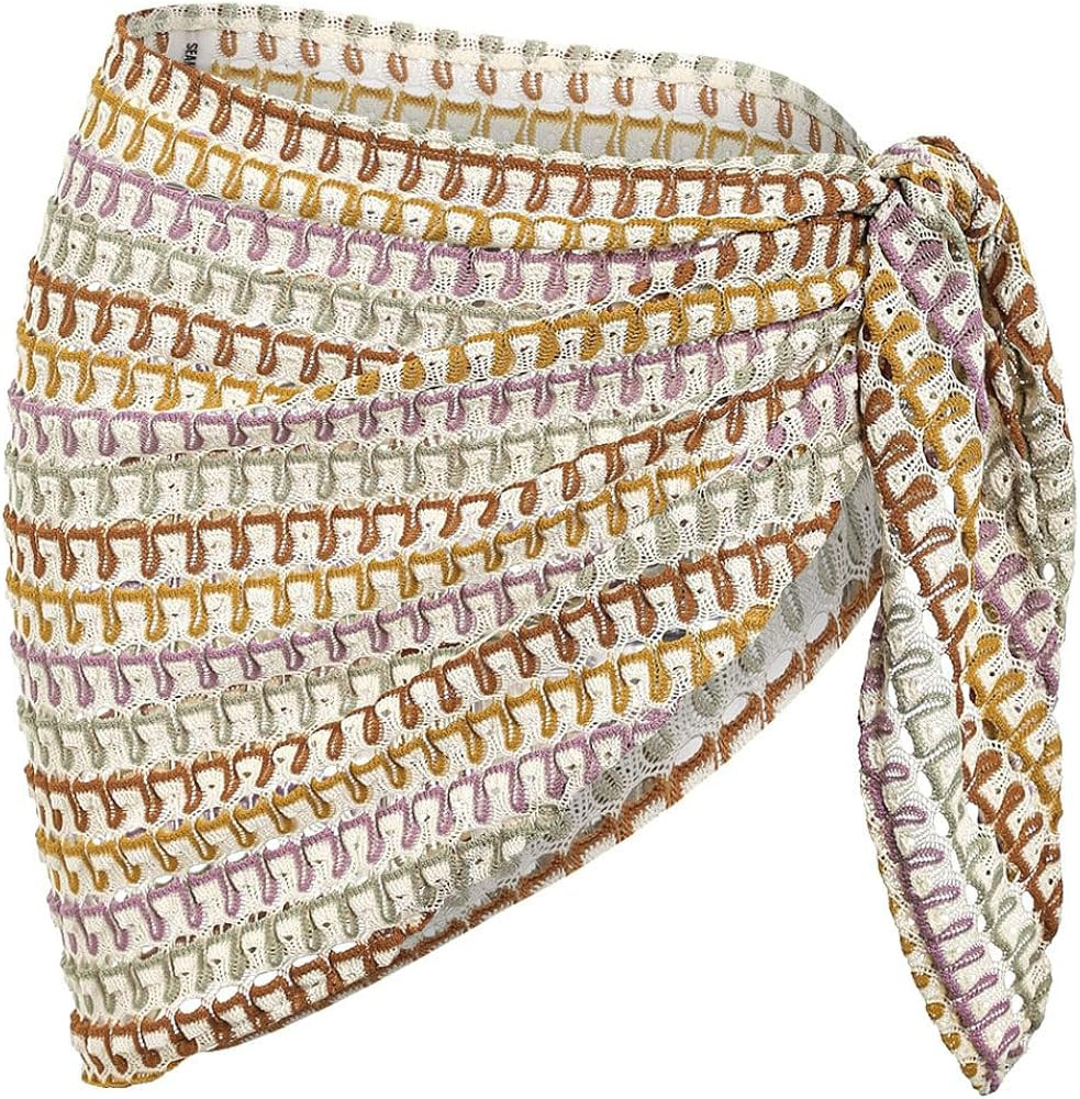 ZAFUL Sarong Coverups for Women Beach Vacation Fishnet See Thru Tie Side Bathing Suit Cover Up Mi... | Amazon (US)