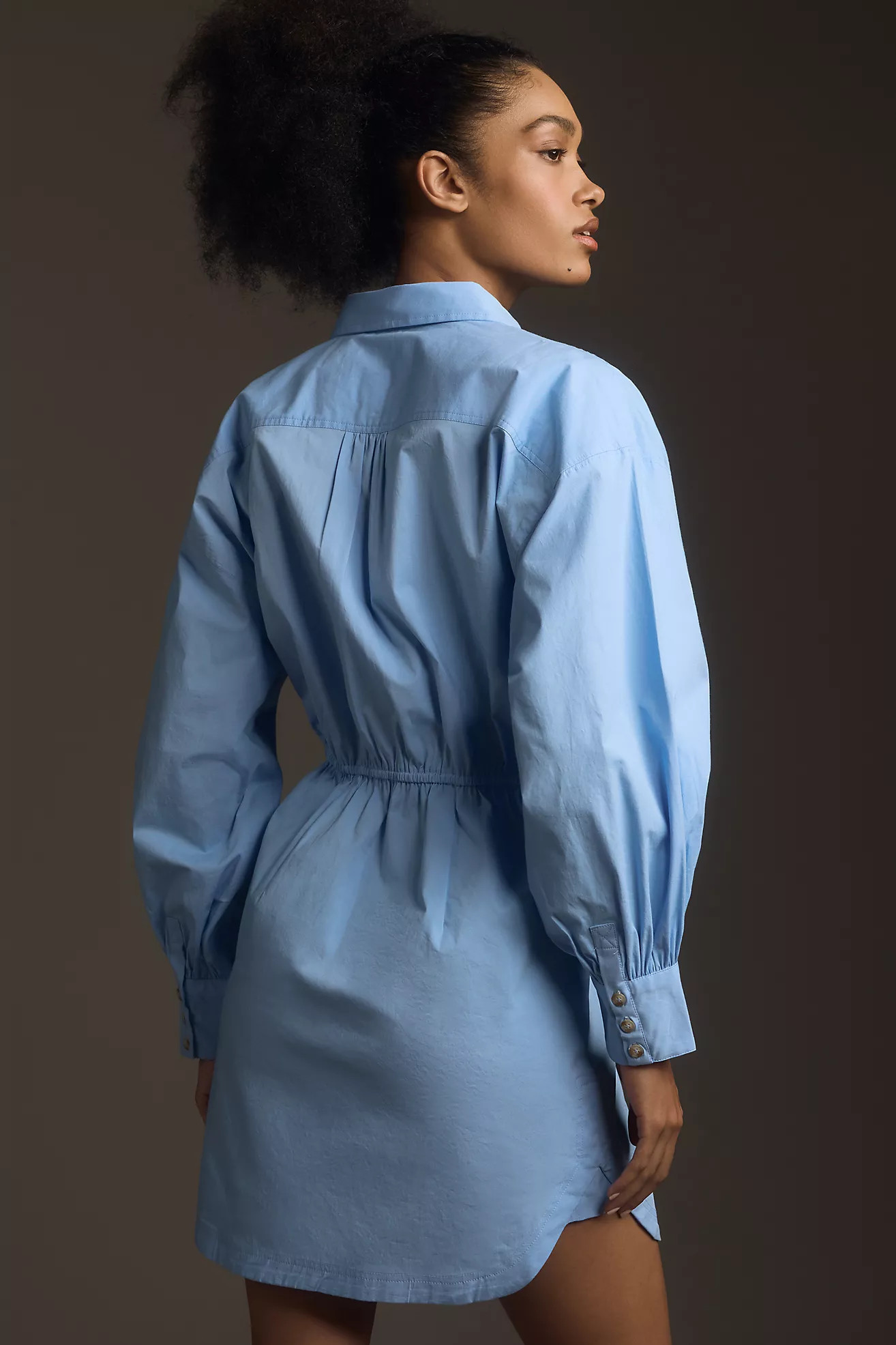 Maeve Long-Sleeve Poplin Mini Shirt Dress | Anthropologie (US)