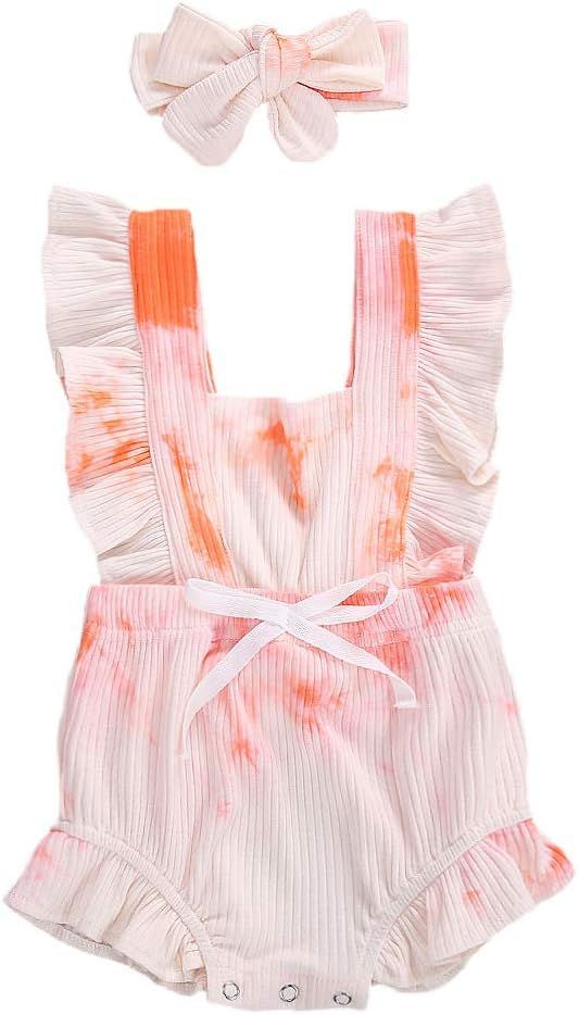 One opening Newborn Toddler Baby Girl Romper Clothes Cute Tie Dye Ruffles Bodysuit Jumpsuit Baby ... | Amazon (US)