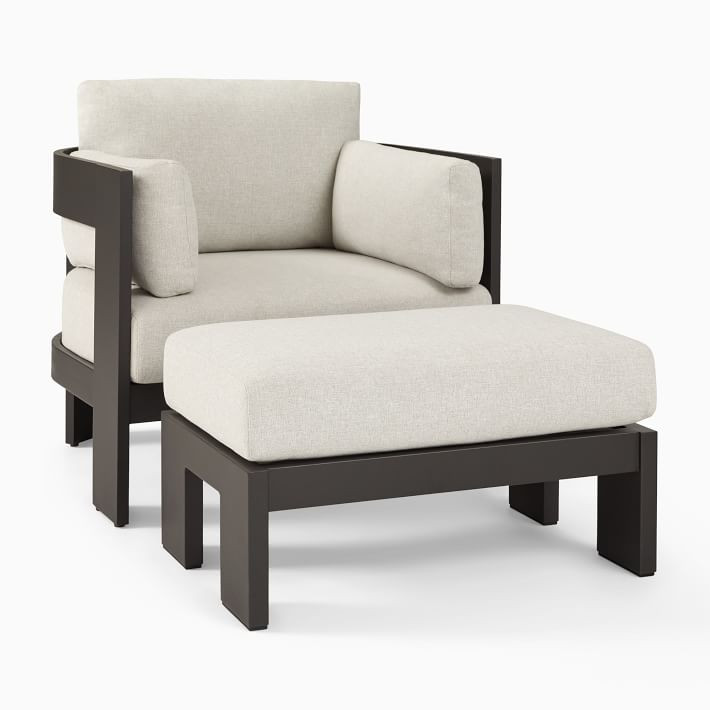 Open Box: Caldera Aluminum Outdoor Lounge Chair & Ottoman Set | West Elm (US)