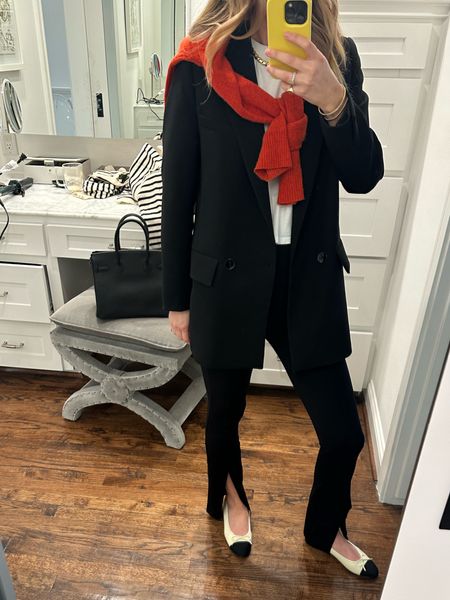 Same pants different day! I’m 5’8 wearing the small. The 7/8 length would be good for anyone 5’7 and under. Blazer is old Zara but linked other black options.

#LTKstyletip #LTKworkwear