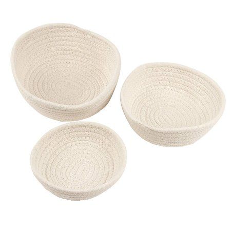 Woven Storage Baskets - 3-Pack Cotton Rope Baskets, Decorative Hampers, Collapsible Rope Storage Bin | Walmart (US)