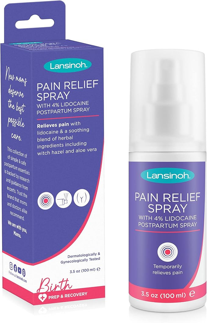Lansinoh 4% Lidocaine Spray for Postpartum Care, 3.5 Ounces | Amazon (US)