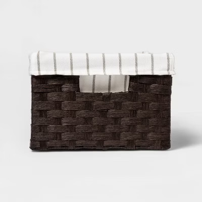 Lined Media Bin Dark Brown Weave 6"x9" - Threshold™ | Target