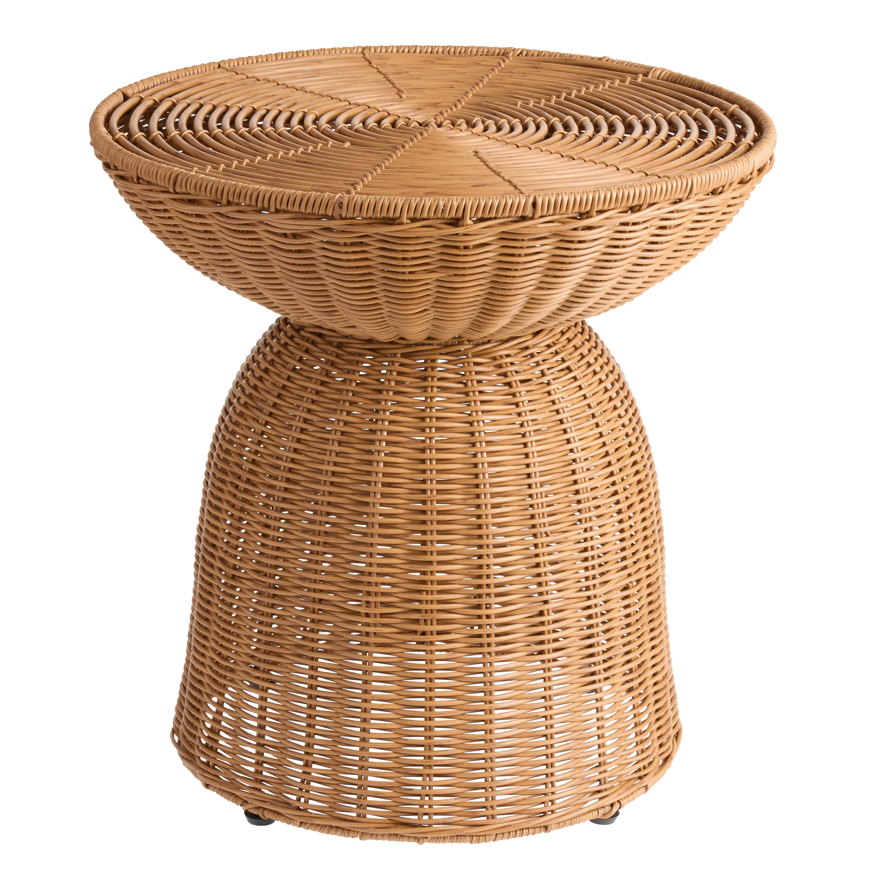 Raelyn II Natural All Weather Wicker Drum Outdoor End Table | World Market