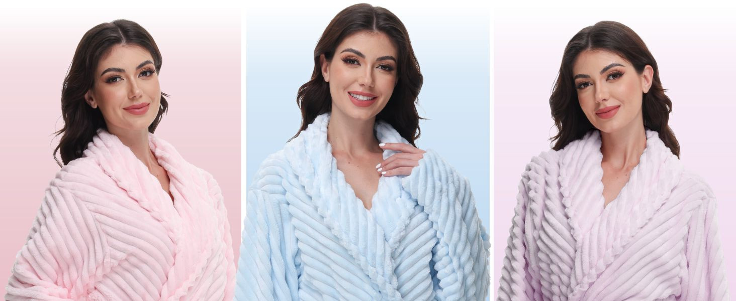 Yurhap Premium Robes for Women - Super Soft Cozy Fleece Womens Robe Plush Long Bathrobe | Amazon (US)