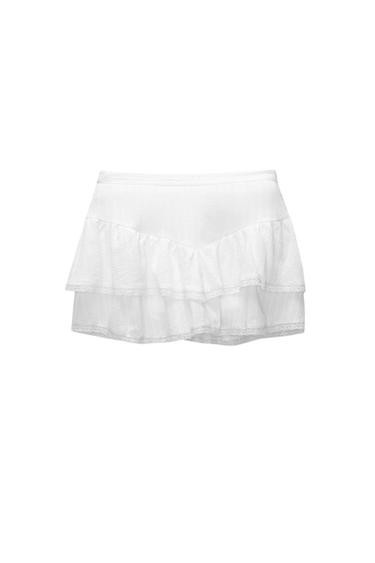 White skort with ruffles | PULL and BEAR UK