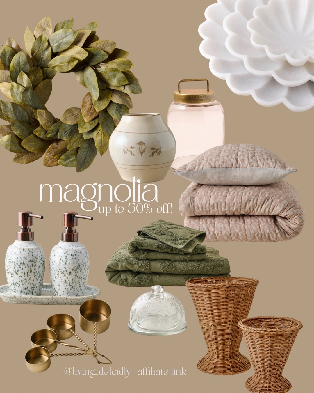 Up to 50% off at Magnolia right now! I own the magnolia wreath — it’s currently priced at the lowest I’ve seen!

Spring Decor | Home Decor | Kitchen Finds | Bedding & Bath

#LTKHome #LTKSaleAlert