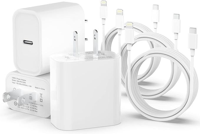 3Pack Fast Charger [Apple MFi Certified], 20W PD Adapter with 6FT Type C to Lightning Cable Wall ... | Amazon (US)