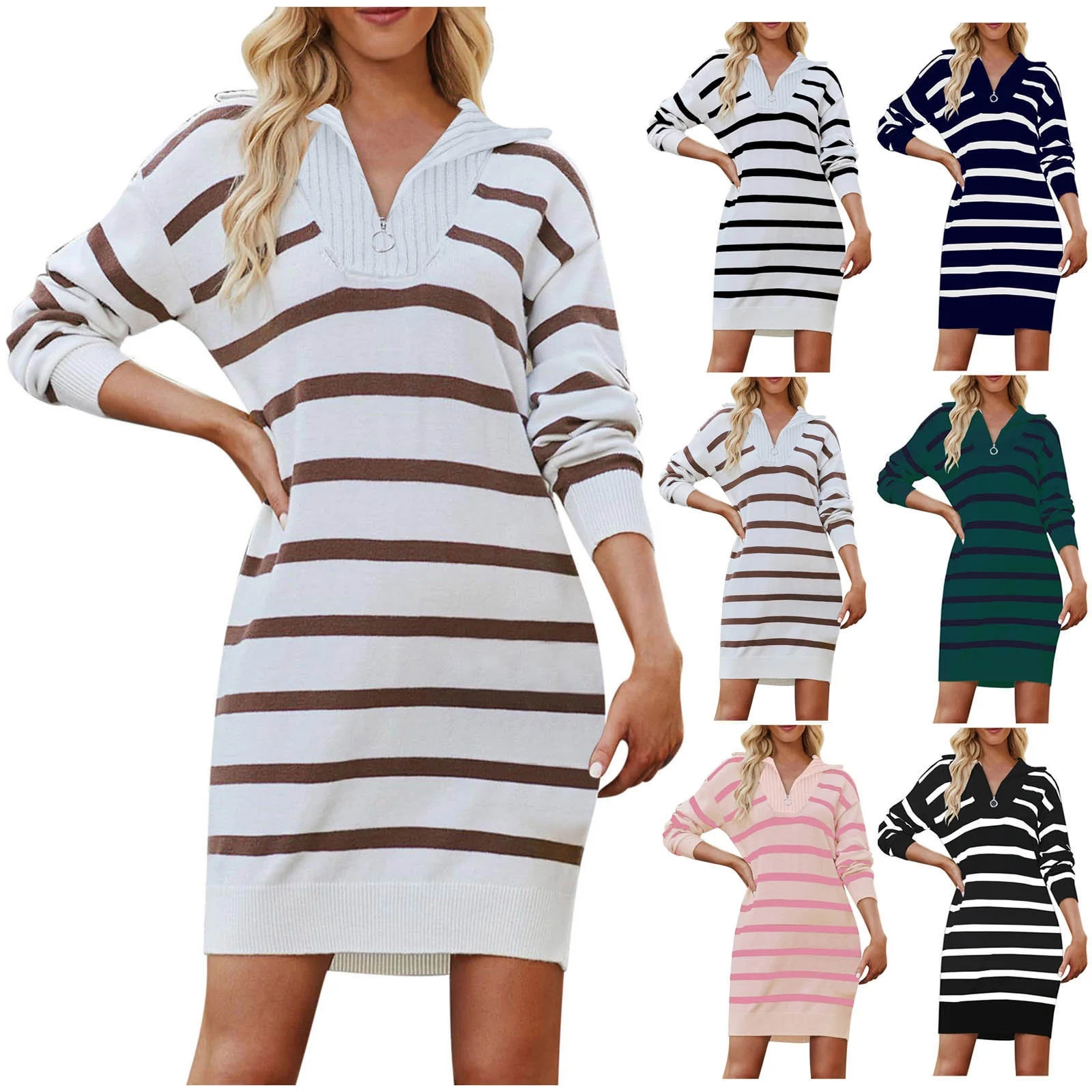 Sentmoon Womens Dresses Fall V Neck Lightweight and Warm Knitted Long Sleeve Womens Casual Dress ... | Walmart (US)