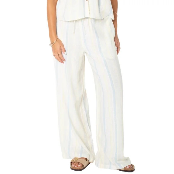 Celebrity Pink Women's Stripe Pull On Wide Leg Beach Pant, Sizes XS-XXXL - Walmart.com | Walmart (US)