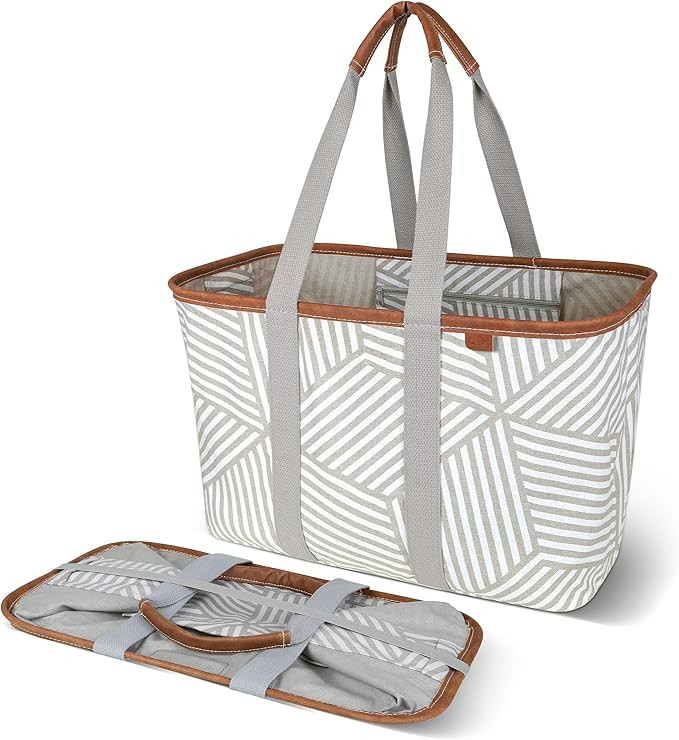 CleverMade Collapsible LUXE Tote - Reusable Grocery Shopping Storage Bag Organizer w/Handles Rein... | Amazon (US)
